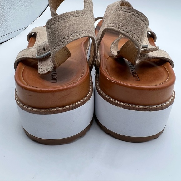 Lucky Brand Ibrien Platform Wedge Sandal Beige Leather - Picture 10 of 10
